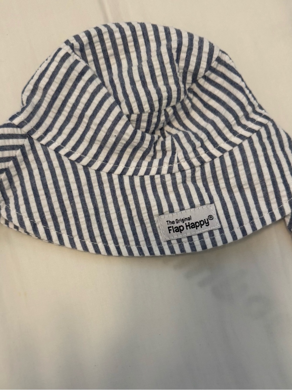 Flap Happy Blue and White Striped Bucket Hat for Kids